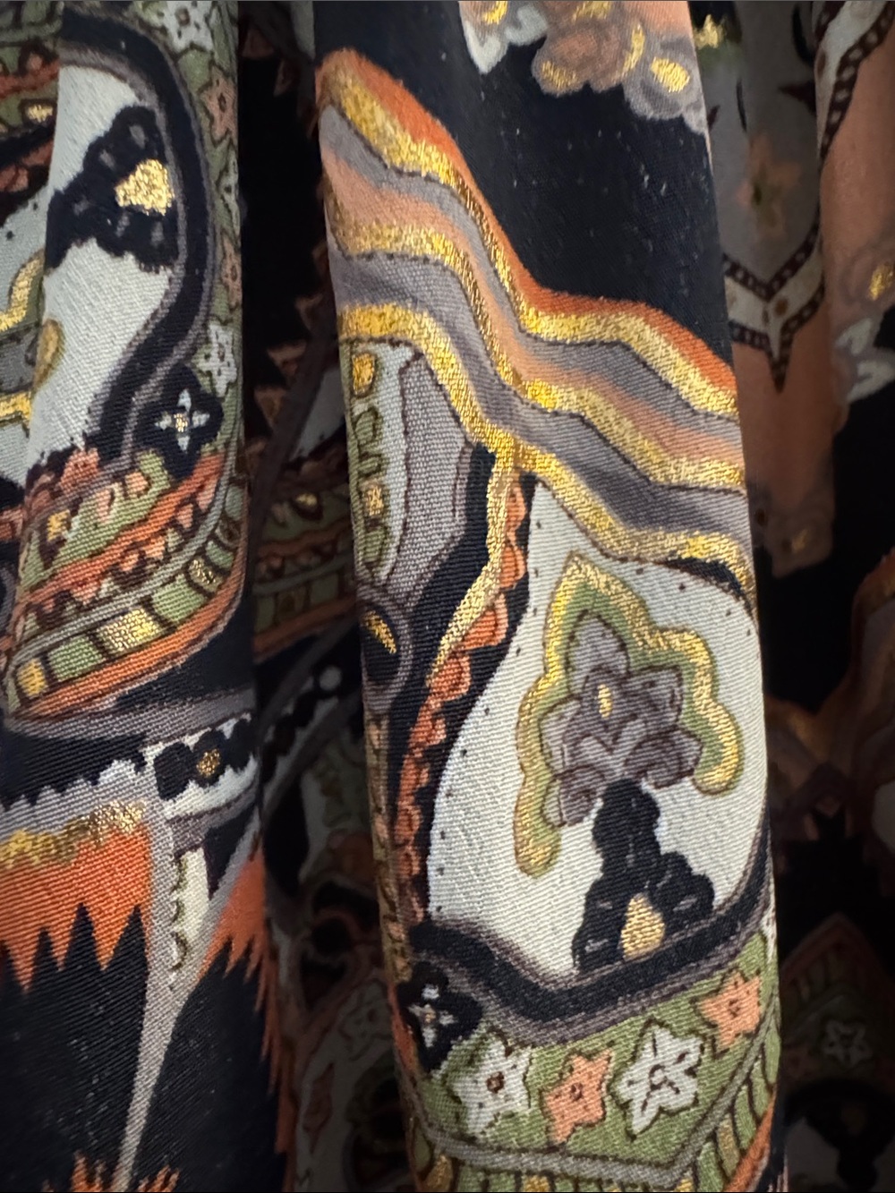 Printed V-Neck Wide Leg Jumpsuit in Brown and Black - Picture 4 of 6